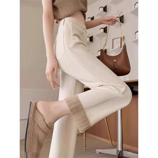 米白色梧桐裤子女2025新款秋冬今年流行爆款小个子高腰直筒阔腿裤