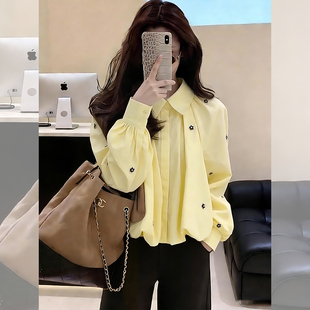 2026春夏新款设计感小众独特别致上衣女高级感宽松防晒泡泡袖衬衫