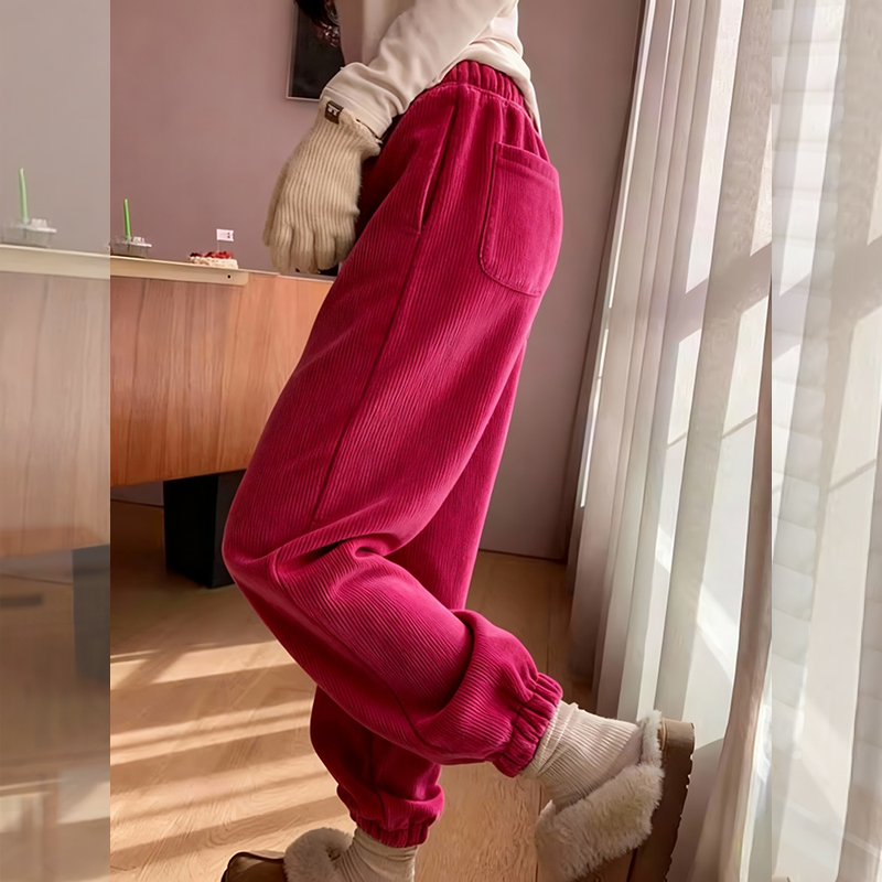 【赠送运费险】灯芯绒束脚卫裤女