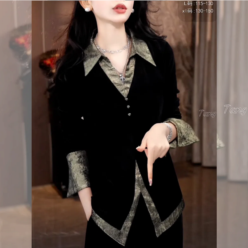 【赠送运费险】假两件别致衬衫女