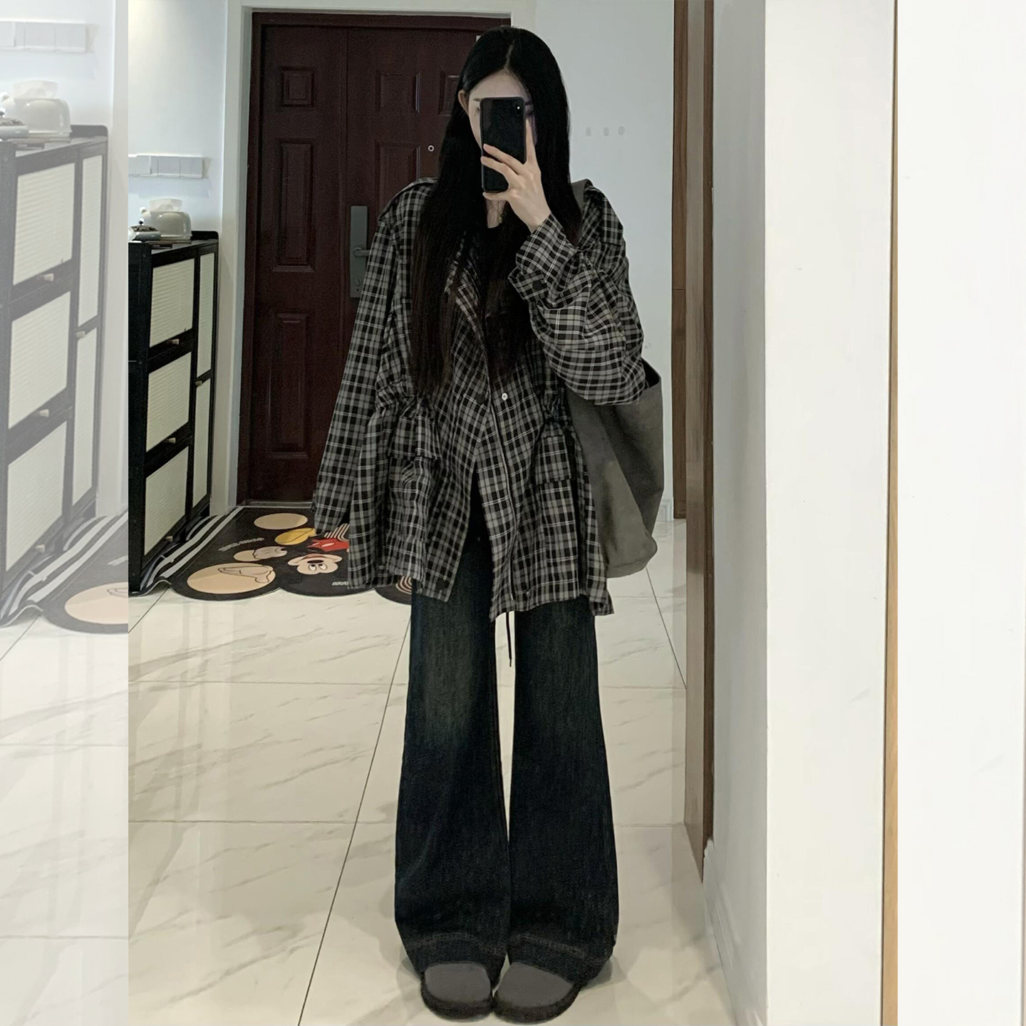 【赠送运费险】慵懒复古格子外套