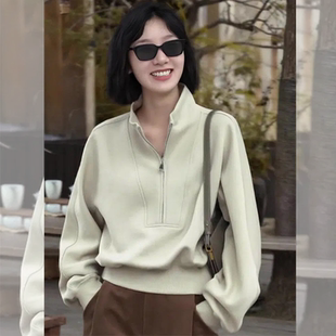 半拉链立领卫衣女款秋冬季2026新款爆款女士时尚洋气加绒加厚上衣