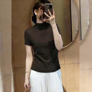 女装 今年流行漂亮 宽松高级感暮岩灰上衣 t恤女2026新款 正肩短袖