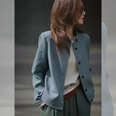 巨好看轻熟蓝色短外套女2026新款 早秋独特漂亮高级感百搭通勤上衣