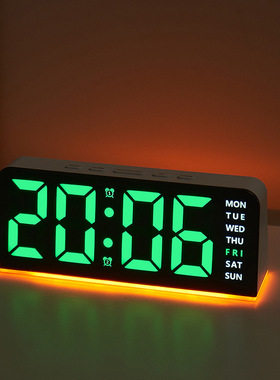 2025新款LED数字时钟氛围灯日期台钟多功能数字闹钟家用桌面时钟