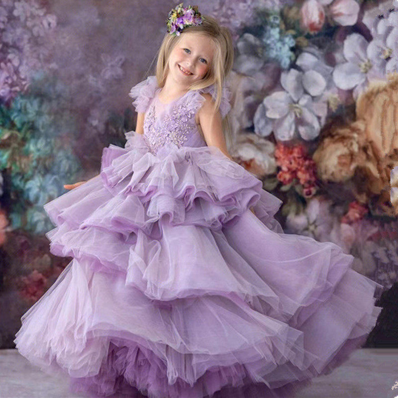 小朋友生日晚宴梦幻婚纱走秀公主长裙儿童钢琴音乐会女孩红毯礼服