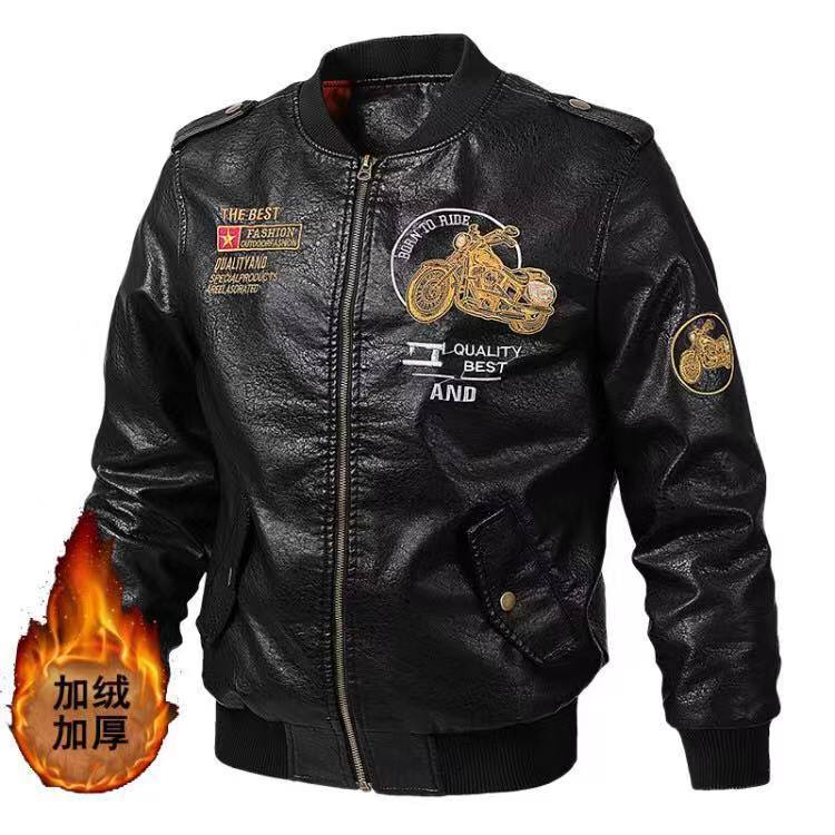 秋冬季男加厚皮衣外套机车服帅气