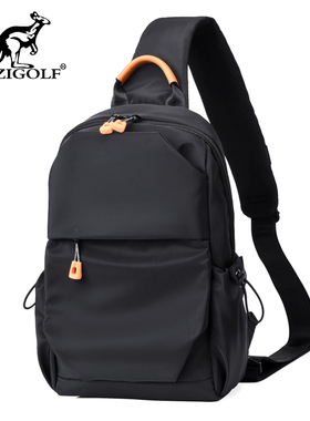 彬澳袋鼠胸包男士斜挎包休闲防水牛津布单肩小背包韩版潮流胸前包