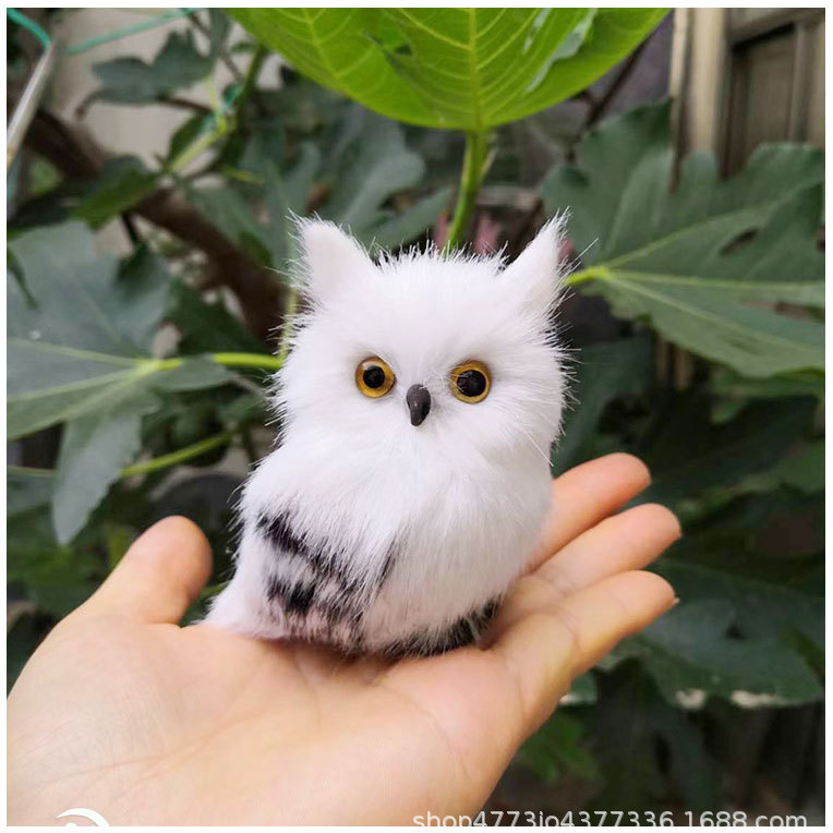 仿真猫头鹰毛绒玩具圣诞树挂件动物模型儿童道具公仔