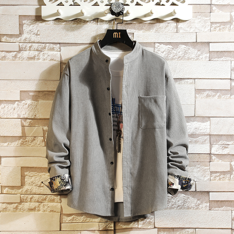 夏季中国风仙鹤长袖衬衫外套男士