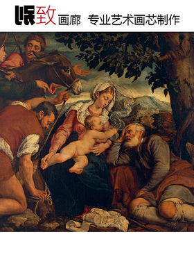 逃往埃及途中的休息 Jacopo Bassano意大利人物油画 客厅装饰画芯