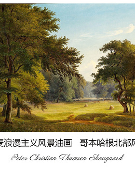 哥本哈根北部风光 P.C.T Skovgaard丹麦风景油画玄关餐厅装饰画芯