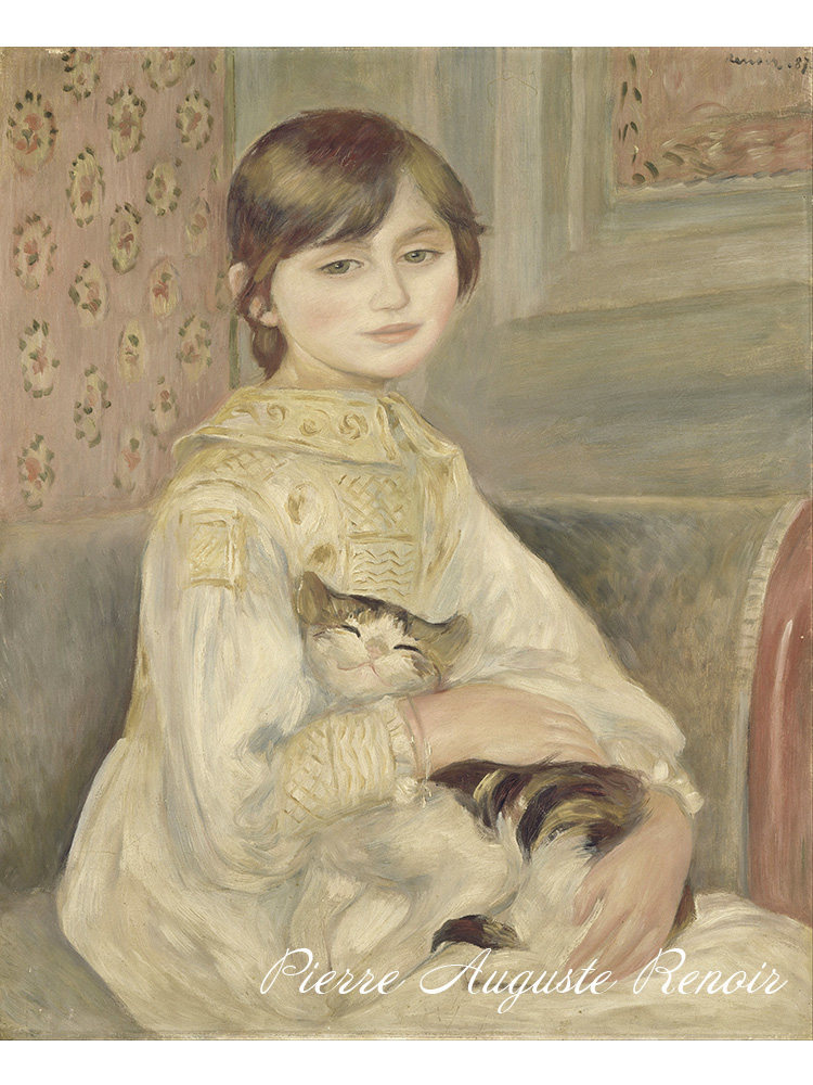 朱莉·马奈 雷诺阿renoir法国印象派人物油画 客厅玄关装饰画芯