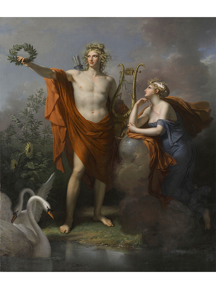 阿波罗和缪斯女神 charles meynier法国人物油画 客厅玄关装饰画