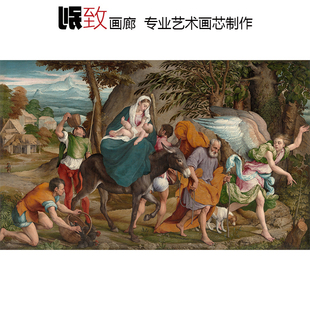 逃往埃及 Jacopo Bassano意大利威尼斯画派人物油画 客厅装饰画芯