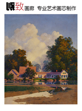 小溪农场 Maxfield Parrish美国艺术插画 玄关餐厅书房卧室装饰画
