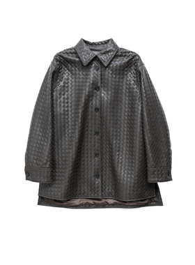 【言姐好物】进口立体编织箱型皮衣短款外套H23-067