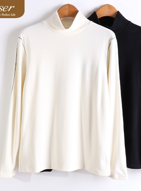 caser凯撒冬女士加厚暖姜绒半高领装饰线保暖上衣打底衫BJ53-5572