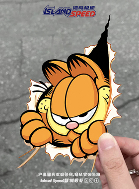 加菲猫偷看撕纸汽车贴纸卡通可爱防刮摩托车防水车身装饰贴
