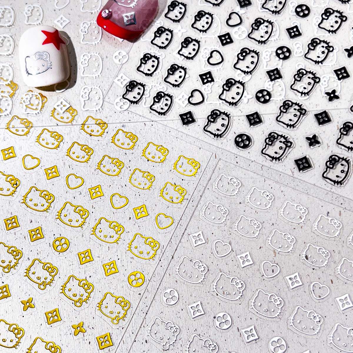 新款大头KT猫美甲贴纸纯色可爱猫咪百搭爱心蝴蝶结卡通指甲贴装饰,家庭/个人清洁工具,美甲/修甲套装,淘宝优惠券,粉丝福利购,淘宝优惠卷