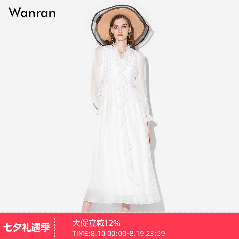 莞然白色飘逸度假大摆仙女连衣裙