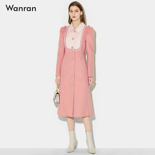 中长款 双面呢大衣外套复古显瘦气质泡泡袖 羊毛呢子 新款 2025秋季