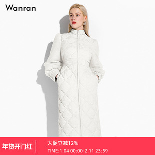 冬季羽绒服女中长款2025冬新款优雅复古灯笼袖显瘦白鸭绒羽绒服