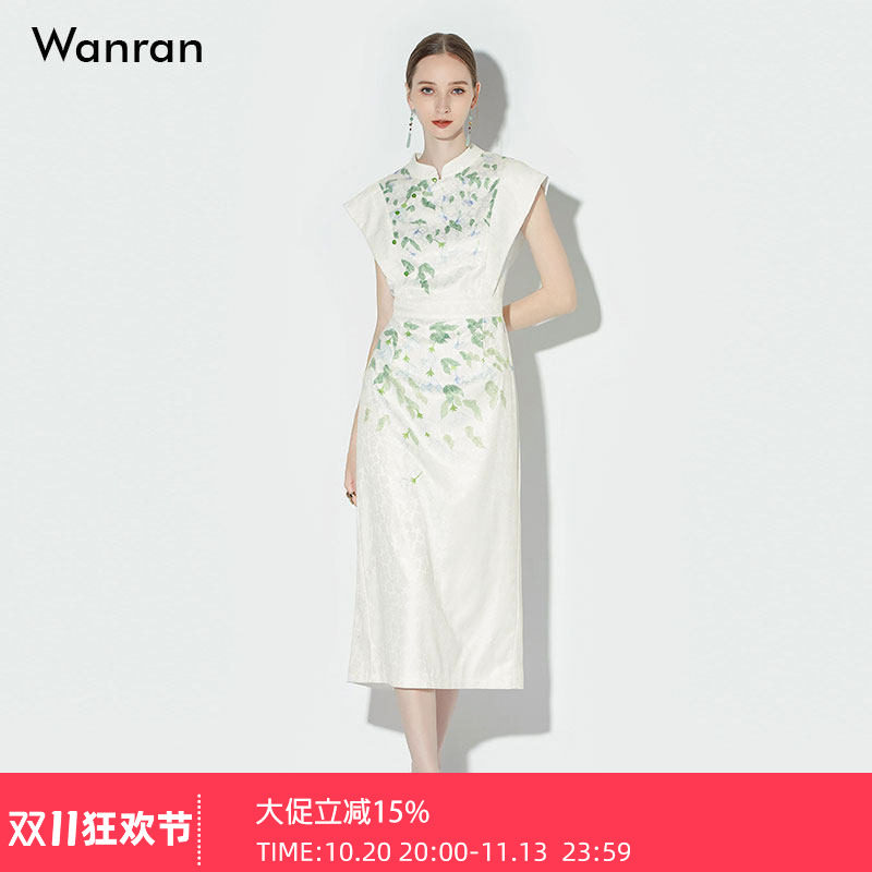2026夏季新款新中式国风提花印花大气改良收腰中开衩旗袍连衣裙
