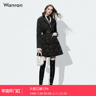 2025冬季新款气质百搭木耳边边西装领撞色黑色白鸭绒羽绒服外套