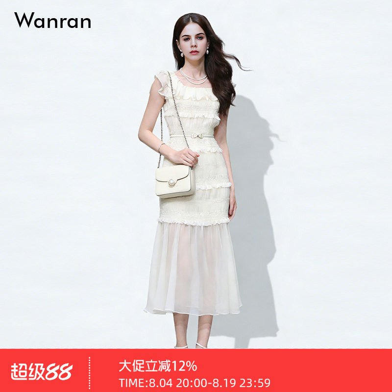 2026春季新款时尚千金风设计感袖子收腰荷叶边长裙连衣裙女装