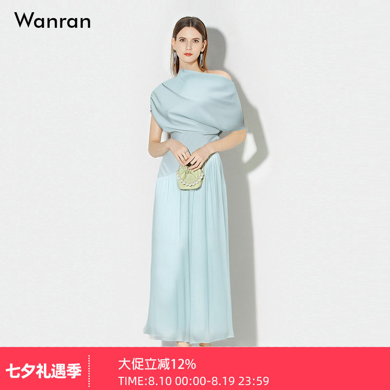 2026夏季新款女装露肩气质女神简约连衣裙立裁设计感长裙裙子清
