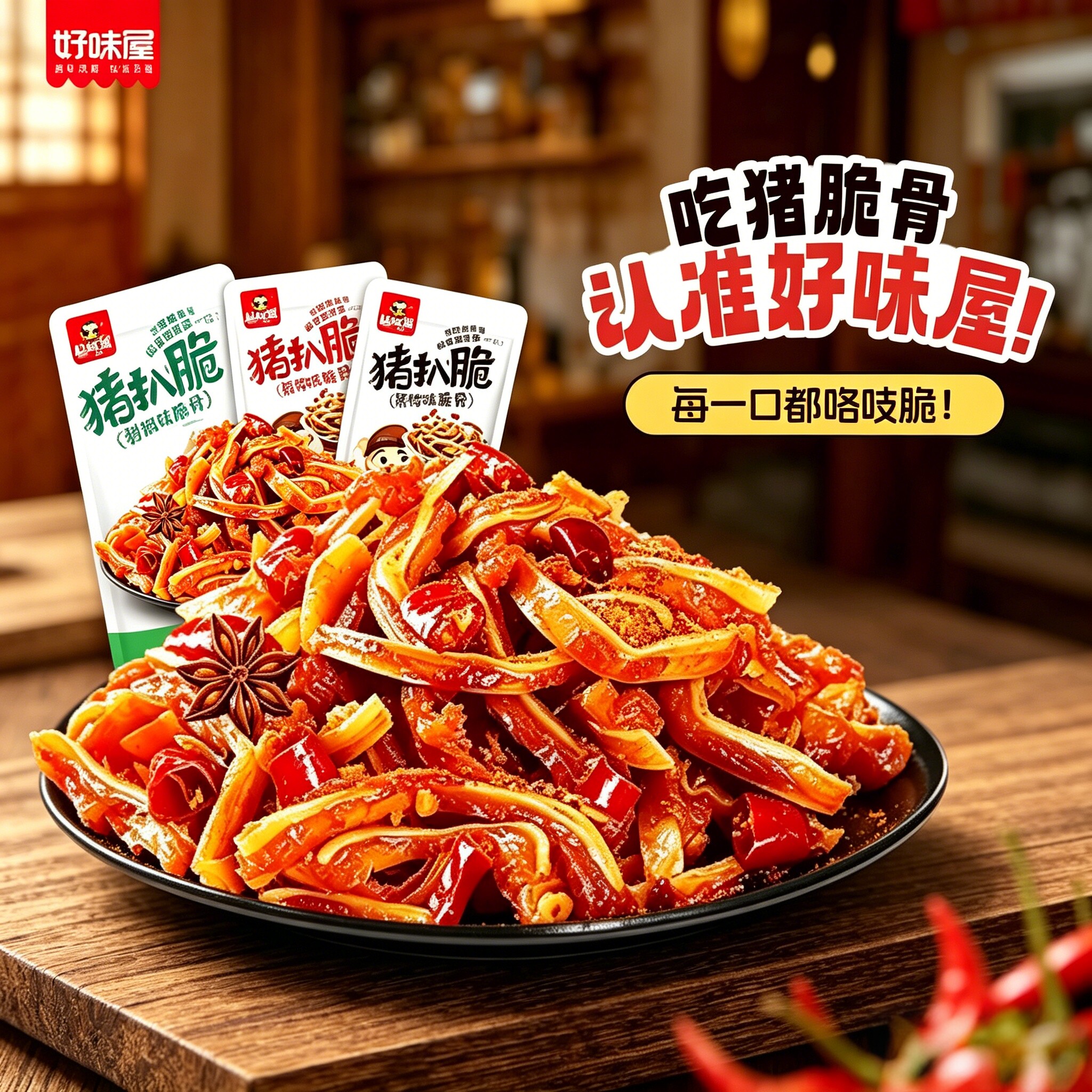 【天猫U先】香辣猪脆骨下酒解馋菜猪肉熟即食麻辣小吃零食品湖南