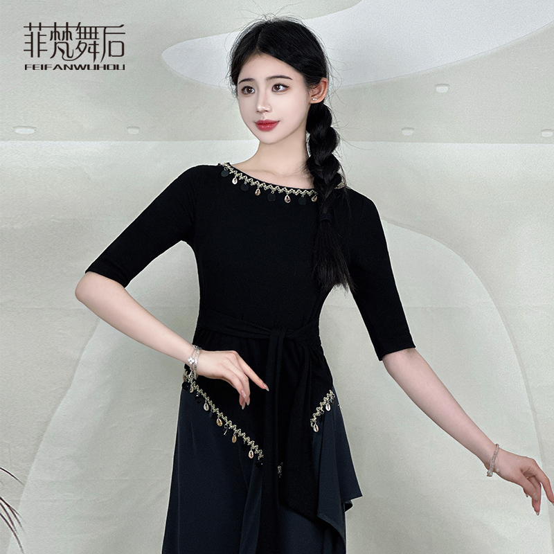 菲梵舞后中国古典舞上衣名族风舞蹈服练功服短袖广场舞蹈演出服女