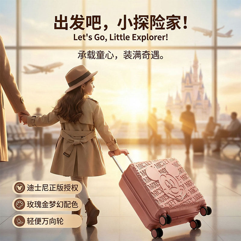 迪士尼19寸儿童登机万向拉杆箱