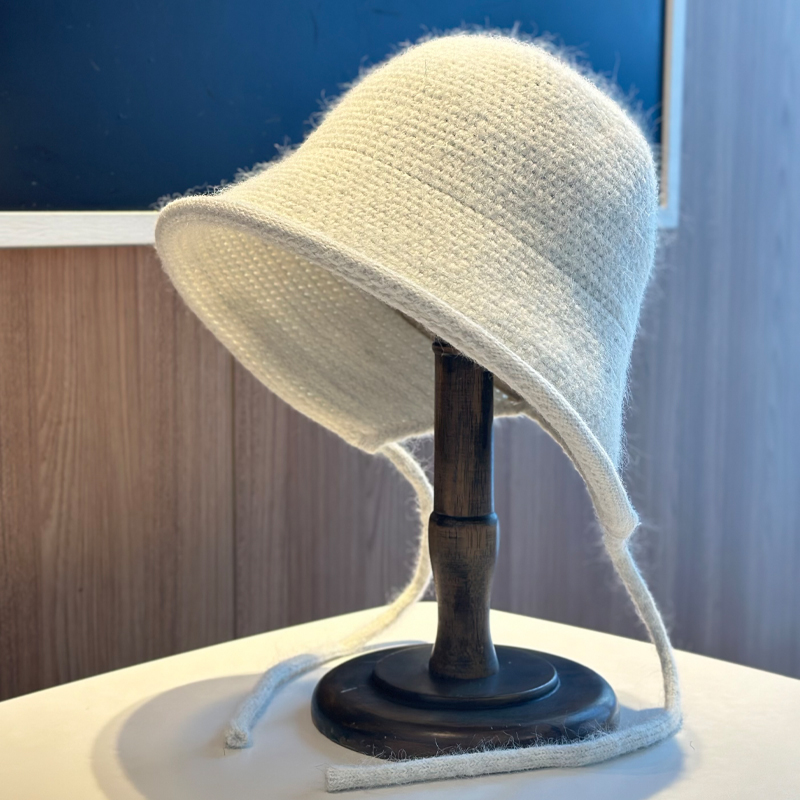 2025新款秋冬纯色绑带渔夫帽简约时尚出游时尚百搭复古水桶帽潮流