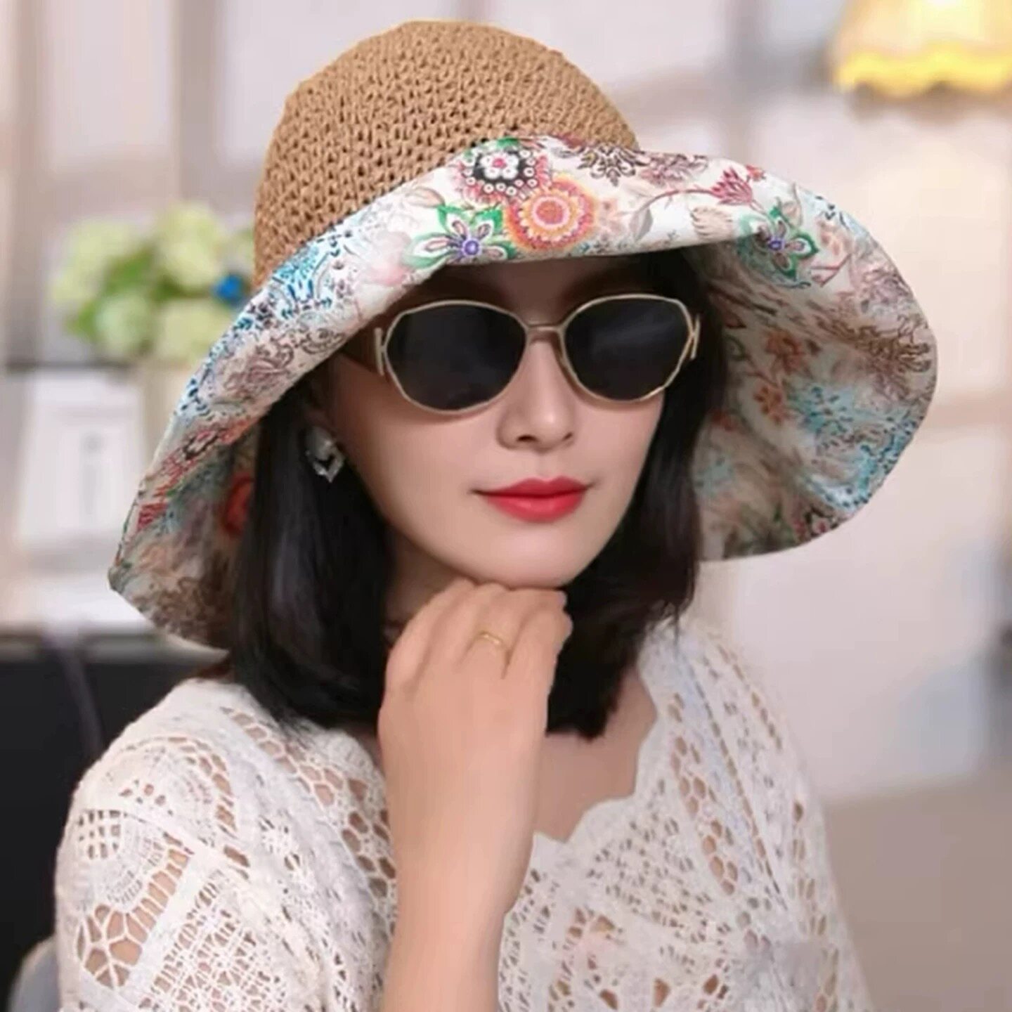 草编大檐防晒可折叠渔夫帽女款