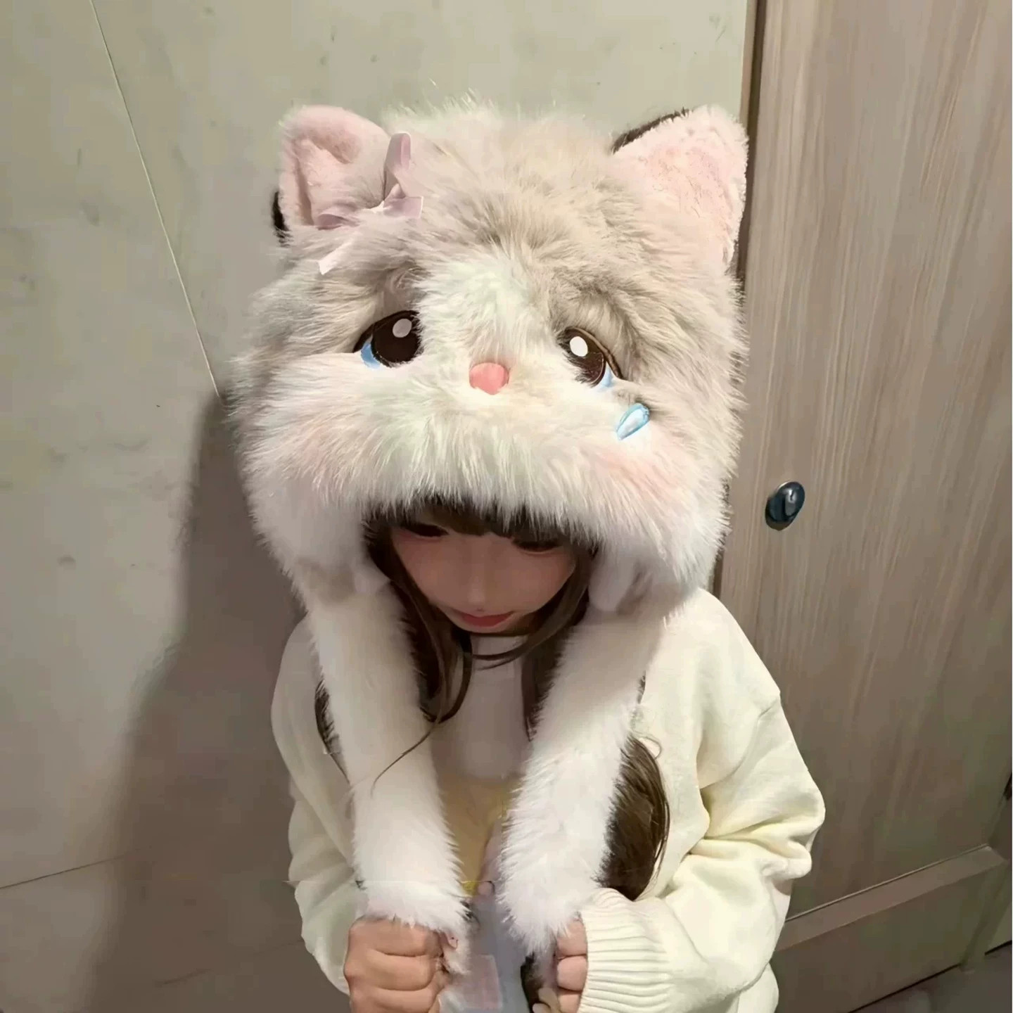 秋冬女小猫咪毛绒护耳雷锋帽