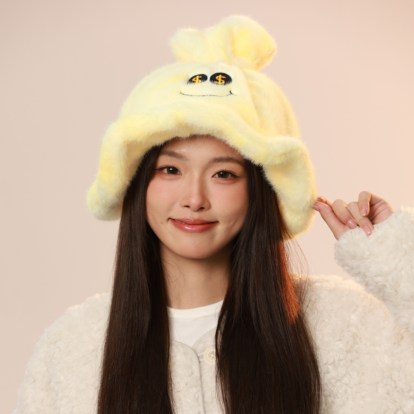 可爱搞怪钱袋子毛绒渔夫帽