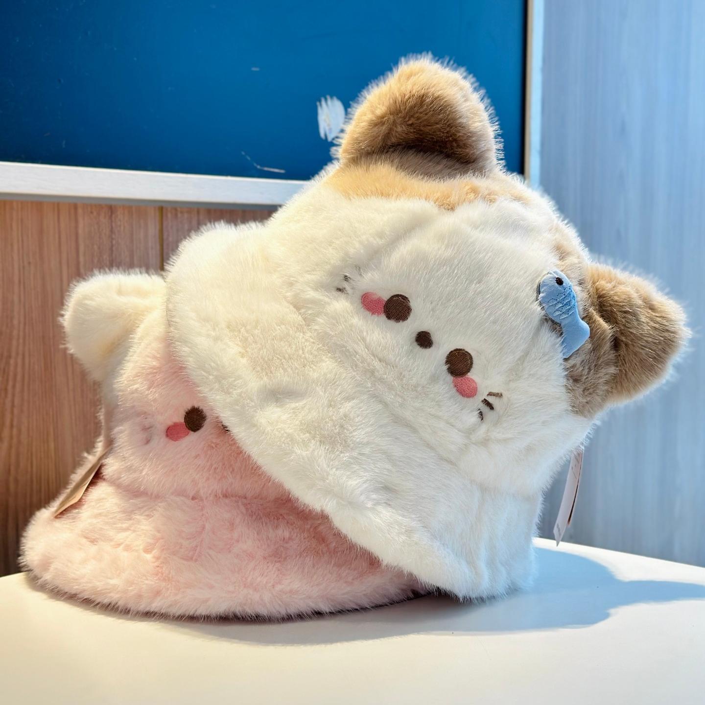 秋冬保暖护耳小猫毛绒渔夫帽女