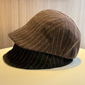 2025新款 条纹英伦前进帽街头休闲报童帽潮 文艺羊毛鸭舌帽子女秋季