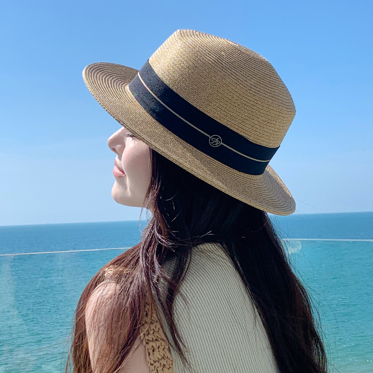 2025春夏季新款草帽子女平顶