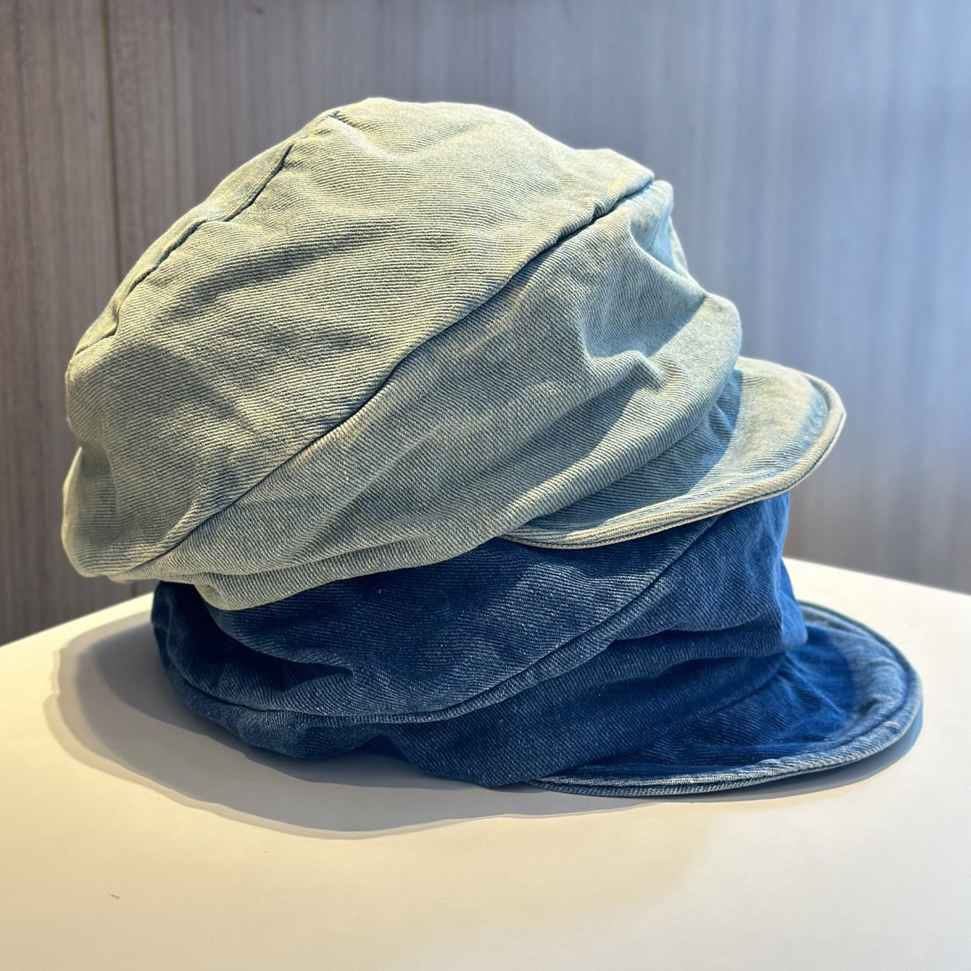 小众设计师款牛仔褶皱八角帽