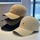 2025年新款 爱心刺绣软顶棒球帽子女鸭舌帽男情侣出游逛街百搭 韩版