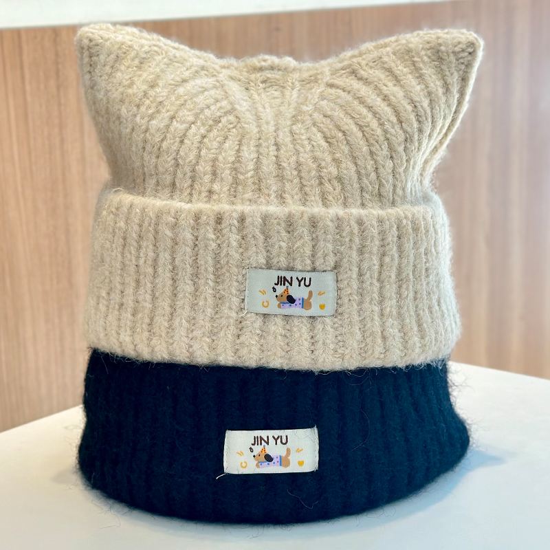 日系可爱猫耳朵针织毛线帽
