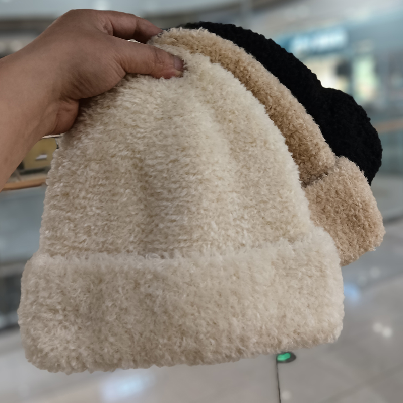 针织帽逛街休闲女秋冬毛绒绒冷帽