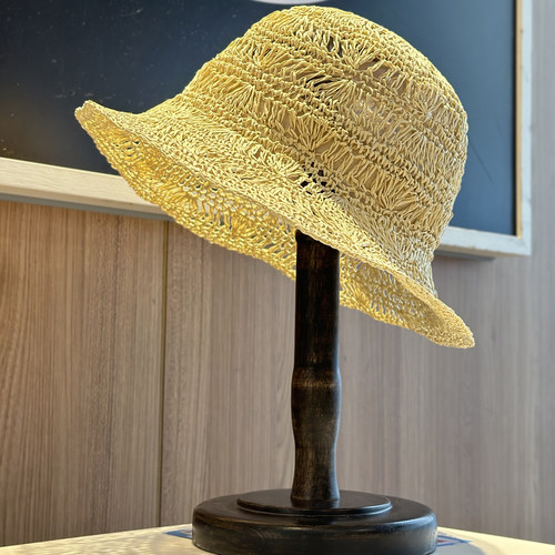 夏季编织大檐草帽子女