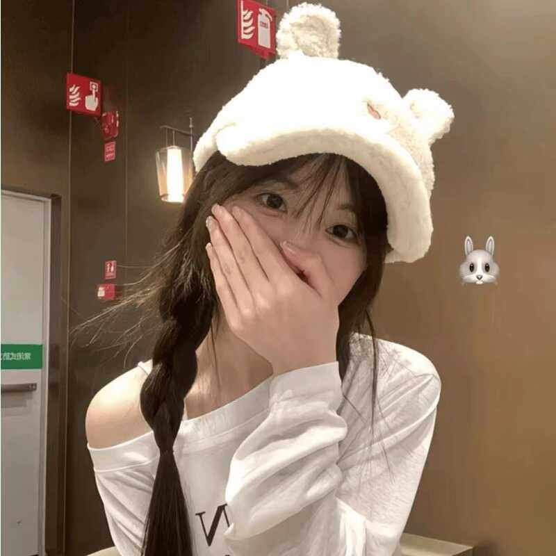 鸭舌帽显脸小兔兔耳朵可爱秋冬
