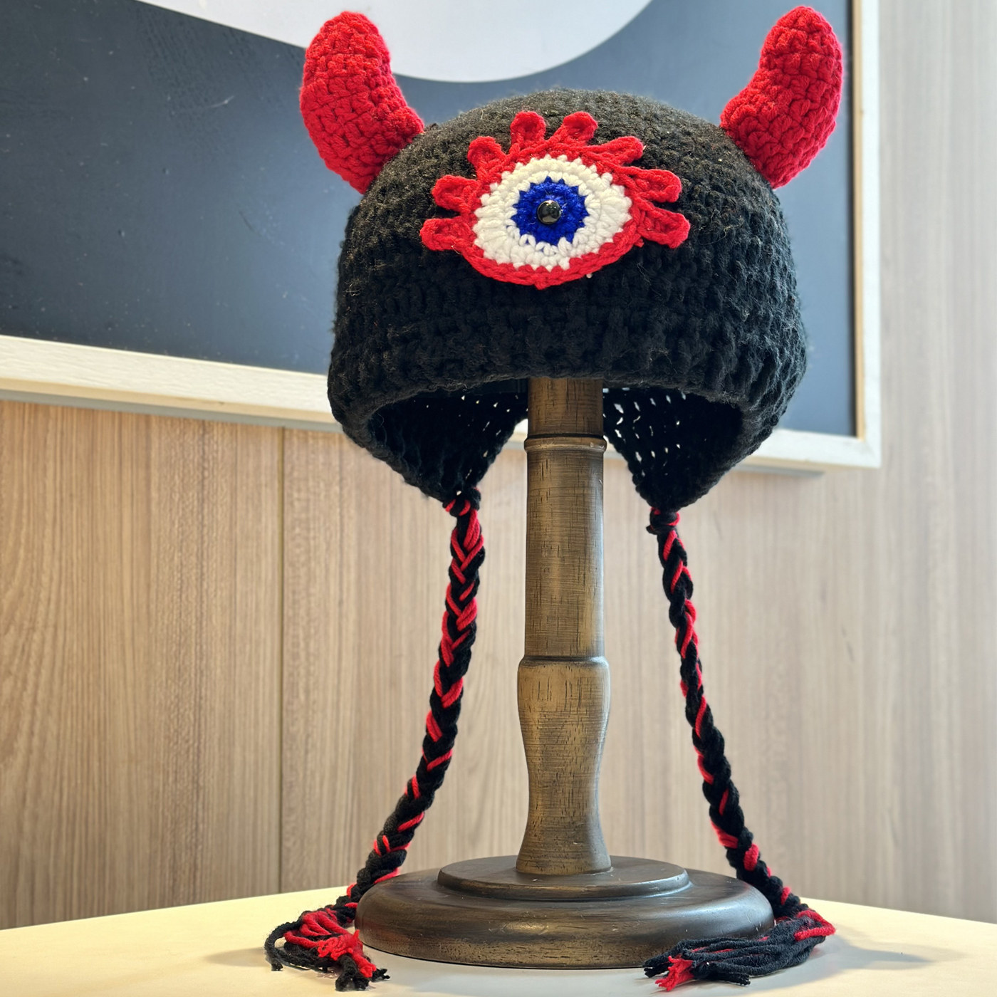 2025年新款搞怪独眼恶魔手工帽子女卡通怪物毛线帽个性针织套头帽,服饰配件/皮带/帽子/围巾,帽子,淘宝优惠券,粉丝福利购,淘宝优惠卷