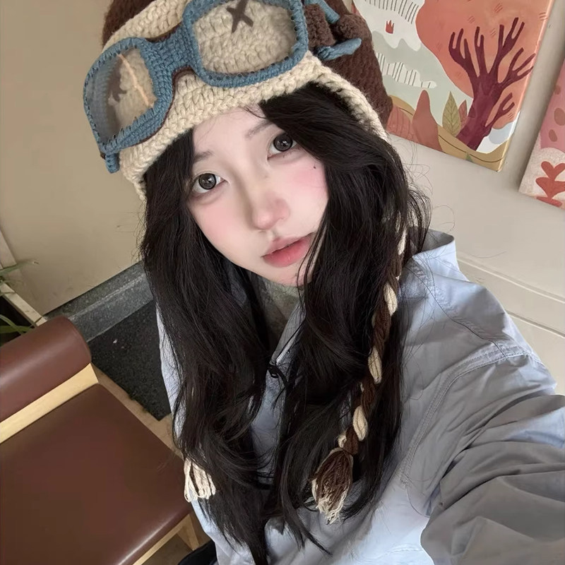 檀健次同款眼镜可拆卸针织毛线帽