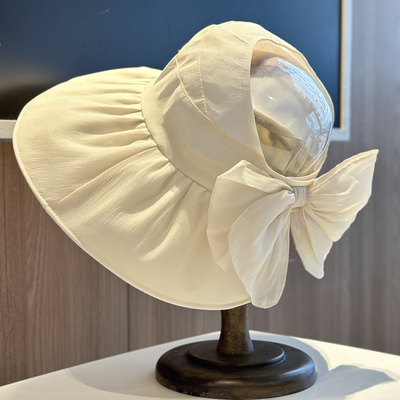 夏季大檐蝴蝶结遮阳渔夫帽子女